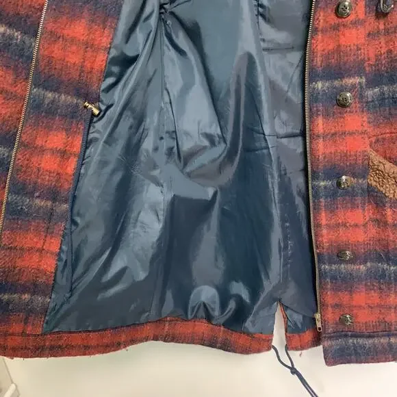 Urban Outfitters Staring at Stars Plaid Sherpa Hooded Button Up Jacket Size Sm - Picture 5 of 9